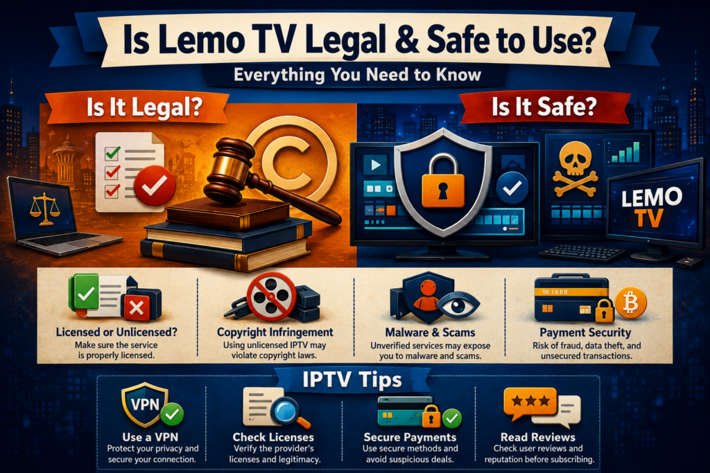 Is Xtreme HD IPTV legal and safe to use explained with IPTV streaming concept on smart devices.